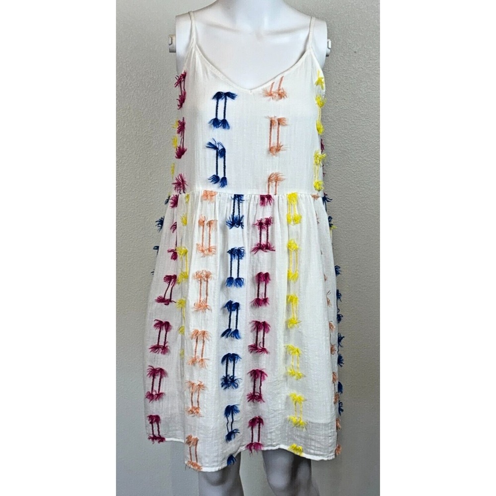 Lou‎ & Grey LOFT Palm Tree Embroidered Boho Summer Dress Size XS